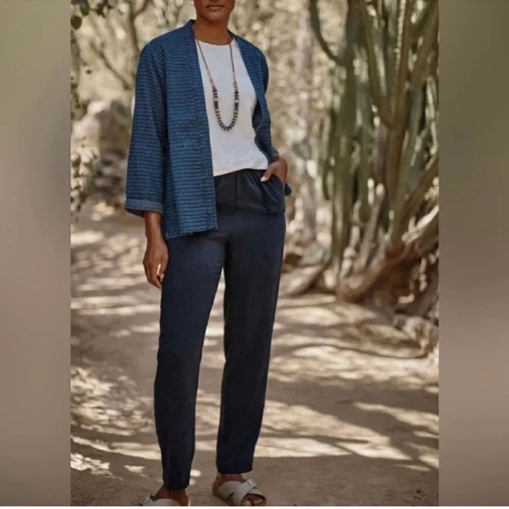 J.Jill M Pure Jill Indigo Blue Sand Washed Relaxed Fit Pull-on Drawstring Pants